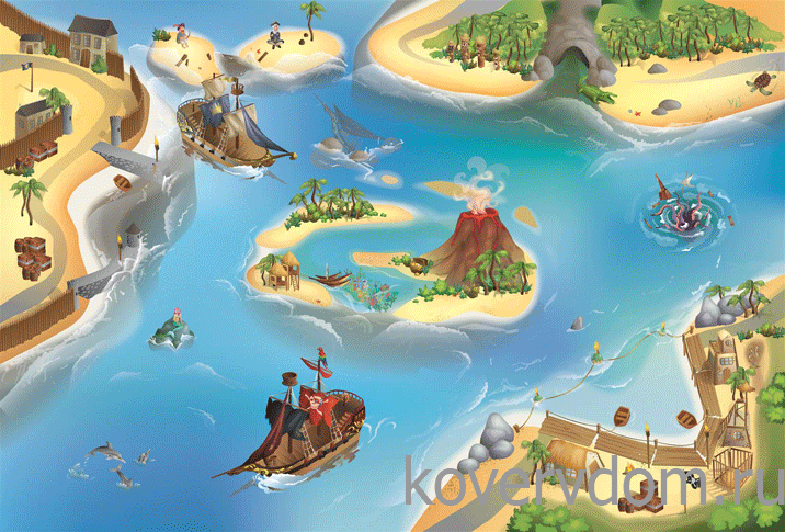 Детский развивающий 3D ковер Пираты Карибского Моря 86022 Детский развивающий 3D ковер Пираты Карибского Моря 86022