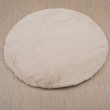 Пушистый однотонный ковер из искусственного меха Krolik 1000A T2408_BEIGE круг