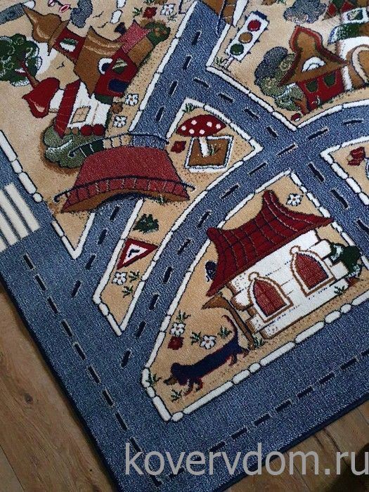 Детский ковер Веселые дорожки-L синий