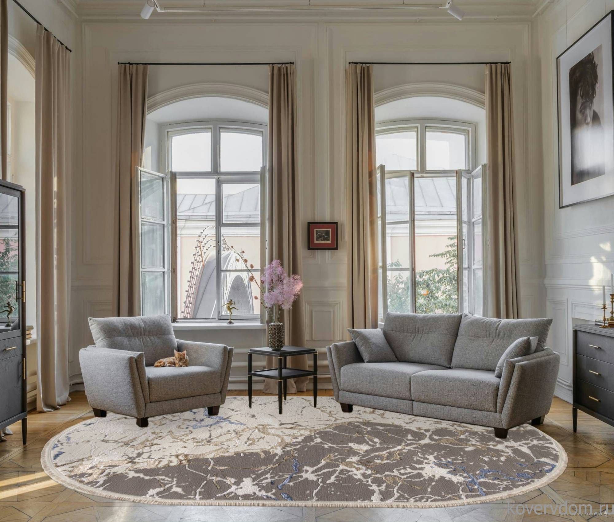 Ковер MOSSO 27231A GRY / BLUE Овал